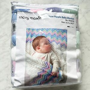 Mary Maxim Rainbow Ripple Baby Blanket Kit-Baby's Best Yarn+Pattern 32.5 x 34.5